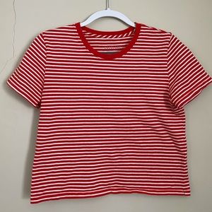 Everlane Red and White Box Cut T-Shirt
